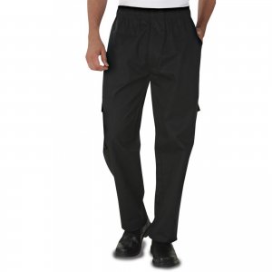 Utility Solid Black Kitchen Trousers For Men